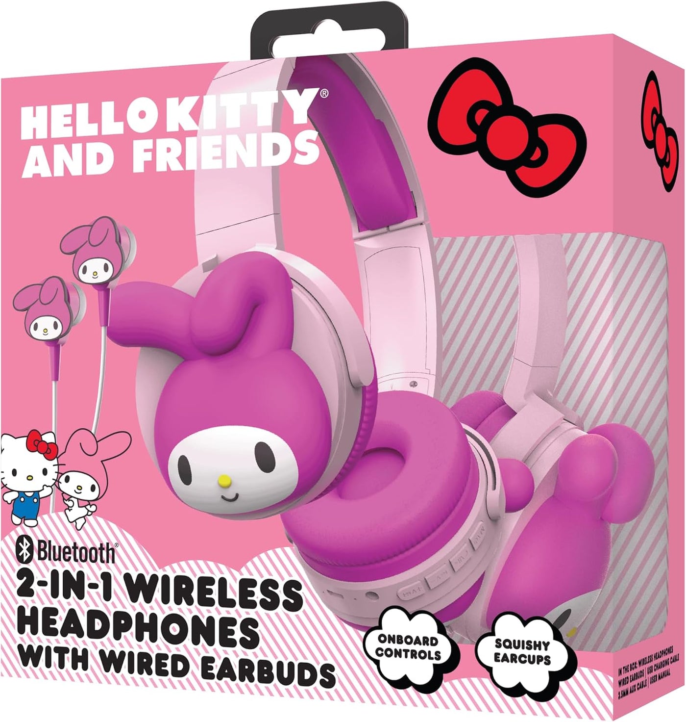 Auriculares inalámbricos Bluetooth 2 en 1 de Hello Kitty con auricu...