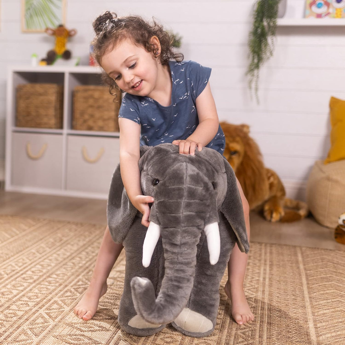 Melissa & Doug Elefante gigante - Animal de peluche realista (m...
