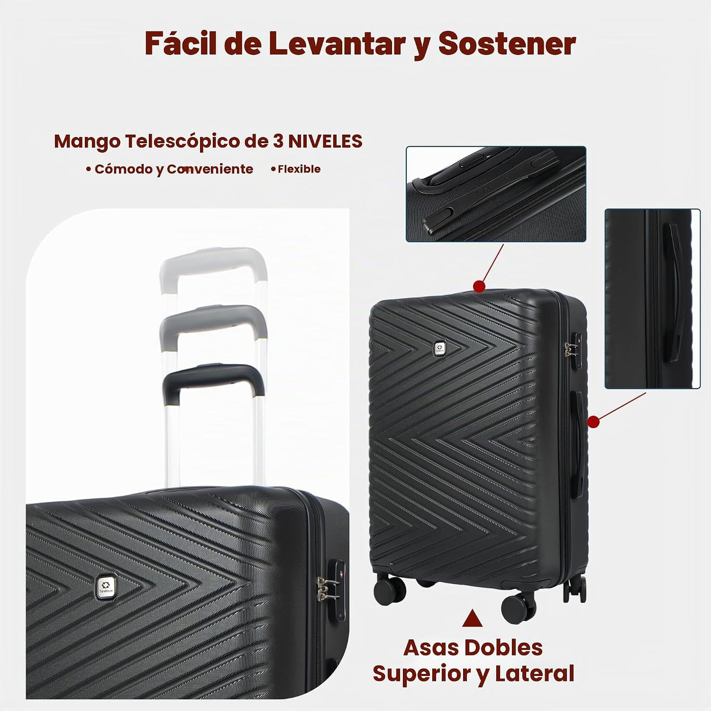 Travelhouse Juego de equipaje, maletas rígidas expandibles de 24 pu...