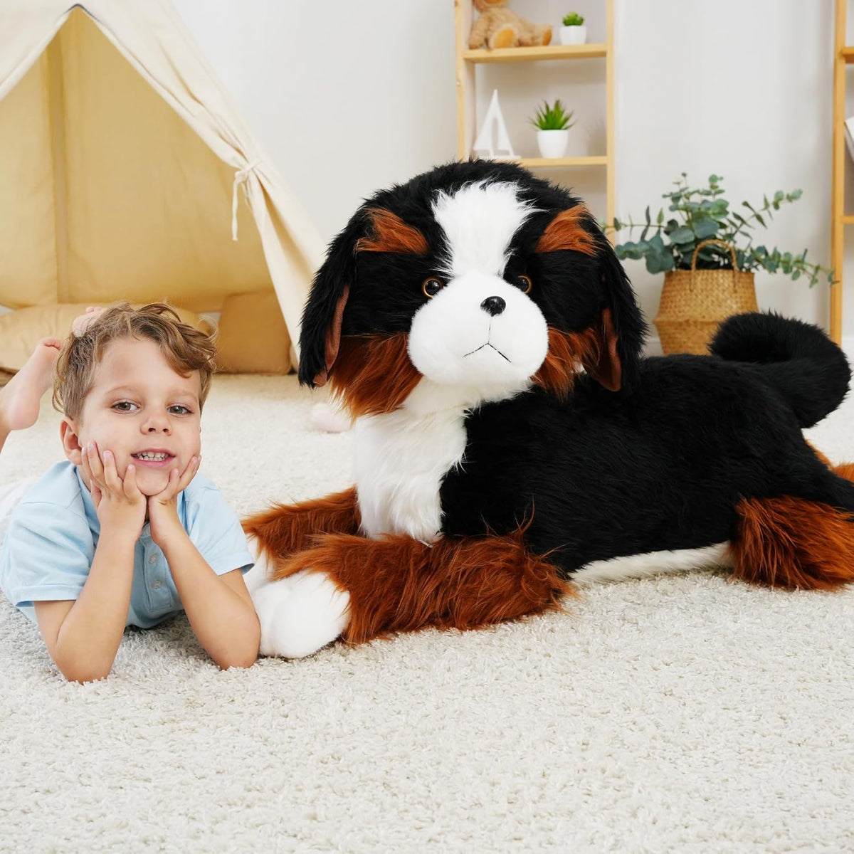 AmyToo Animales de peluche para perros gigantes, peluche suave y gr...