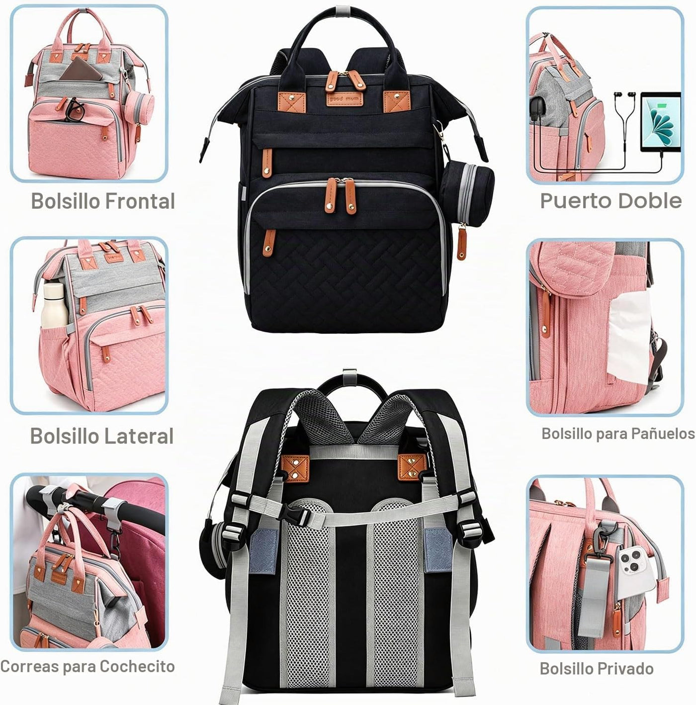 SHITIESHOU Mochila para pañales para mamá y papá, con cambiador, 19...