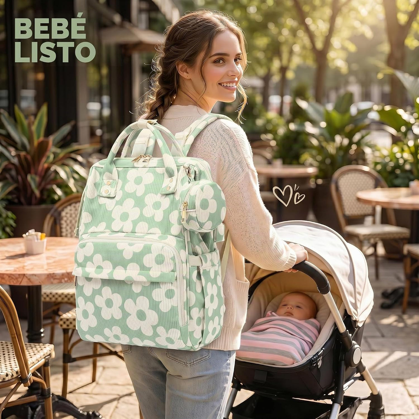 Lrenagao Mochila para pañales de bebé para mamá y papá, bolsa de pa...