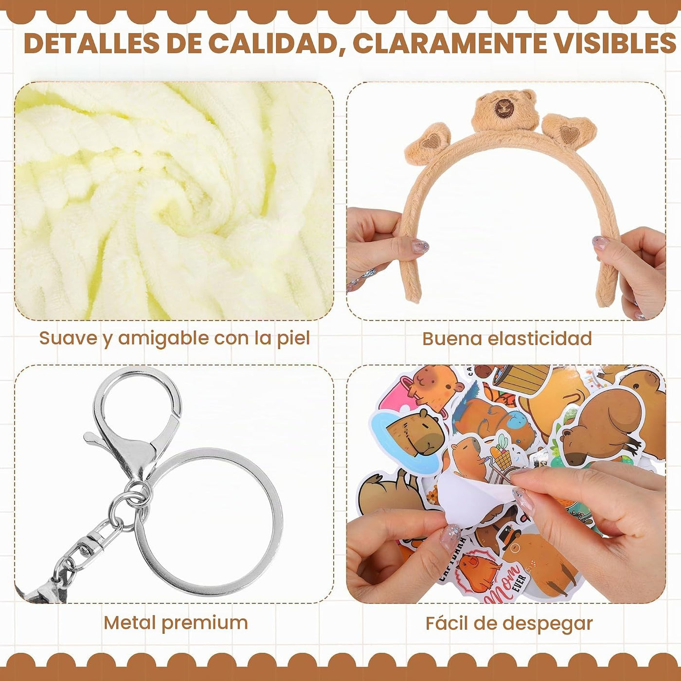Aodaer Set de 75 piezas de juguete de peluche de capibara con llave...
