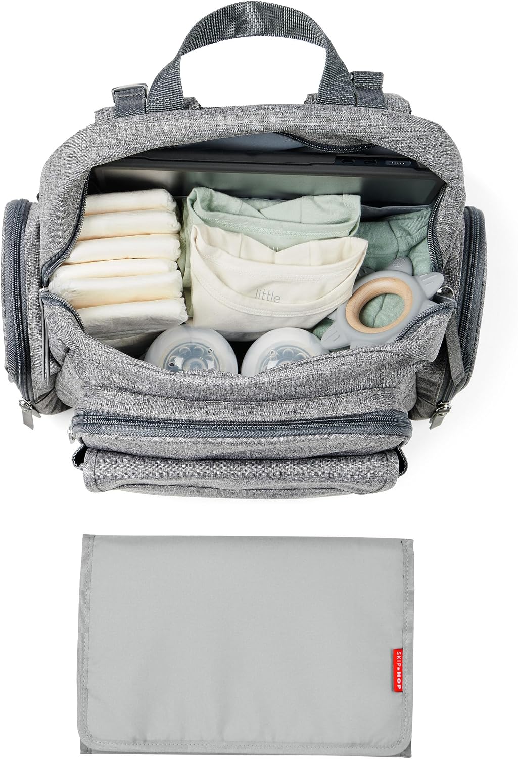 Skip Hop Mochila para pañales con cambiador portátil, 9 bolsillos e...