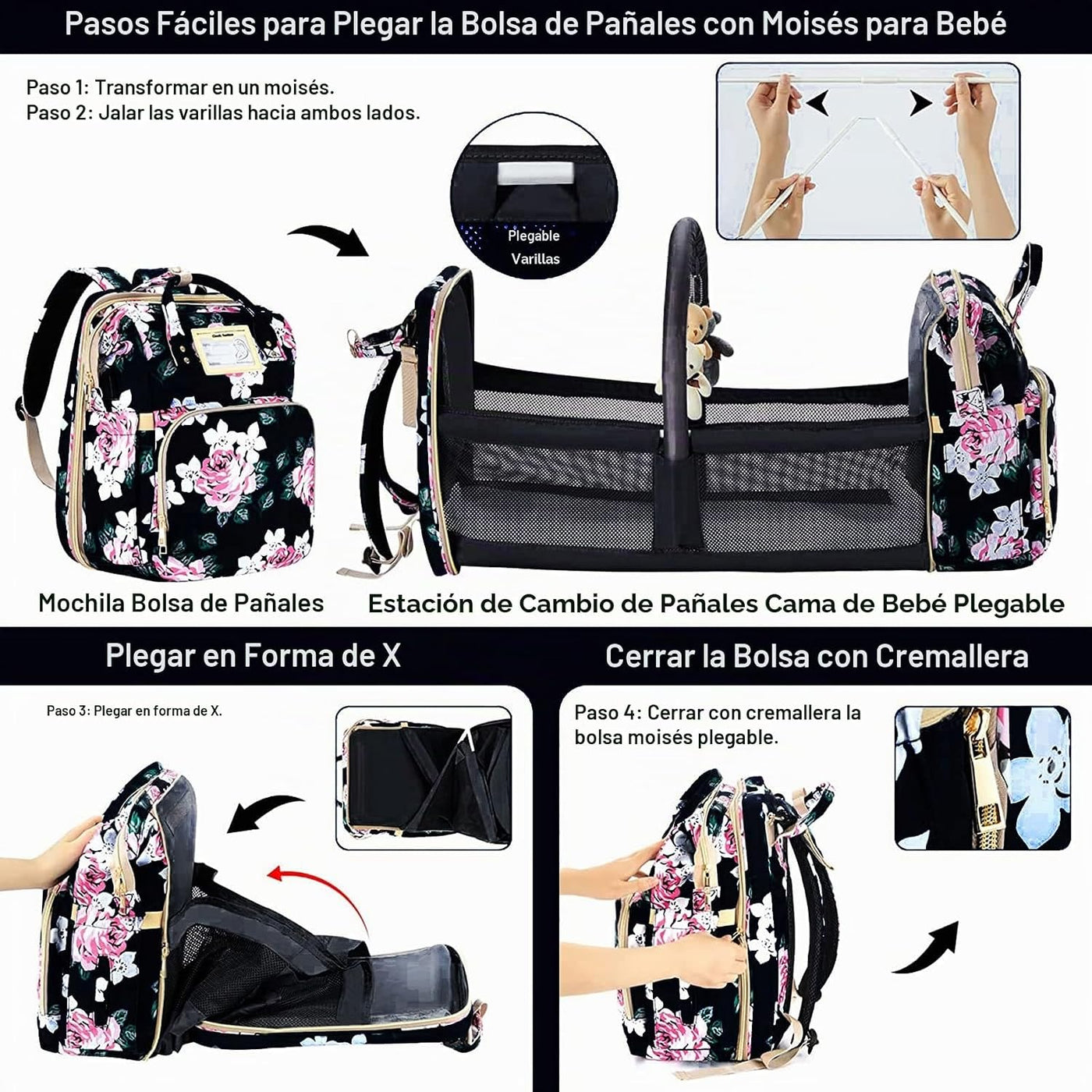 GurZinn Mochila Bolsa para Pañales Impermeable Bolsa para Bebé de G...