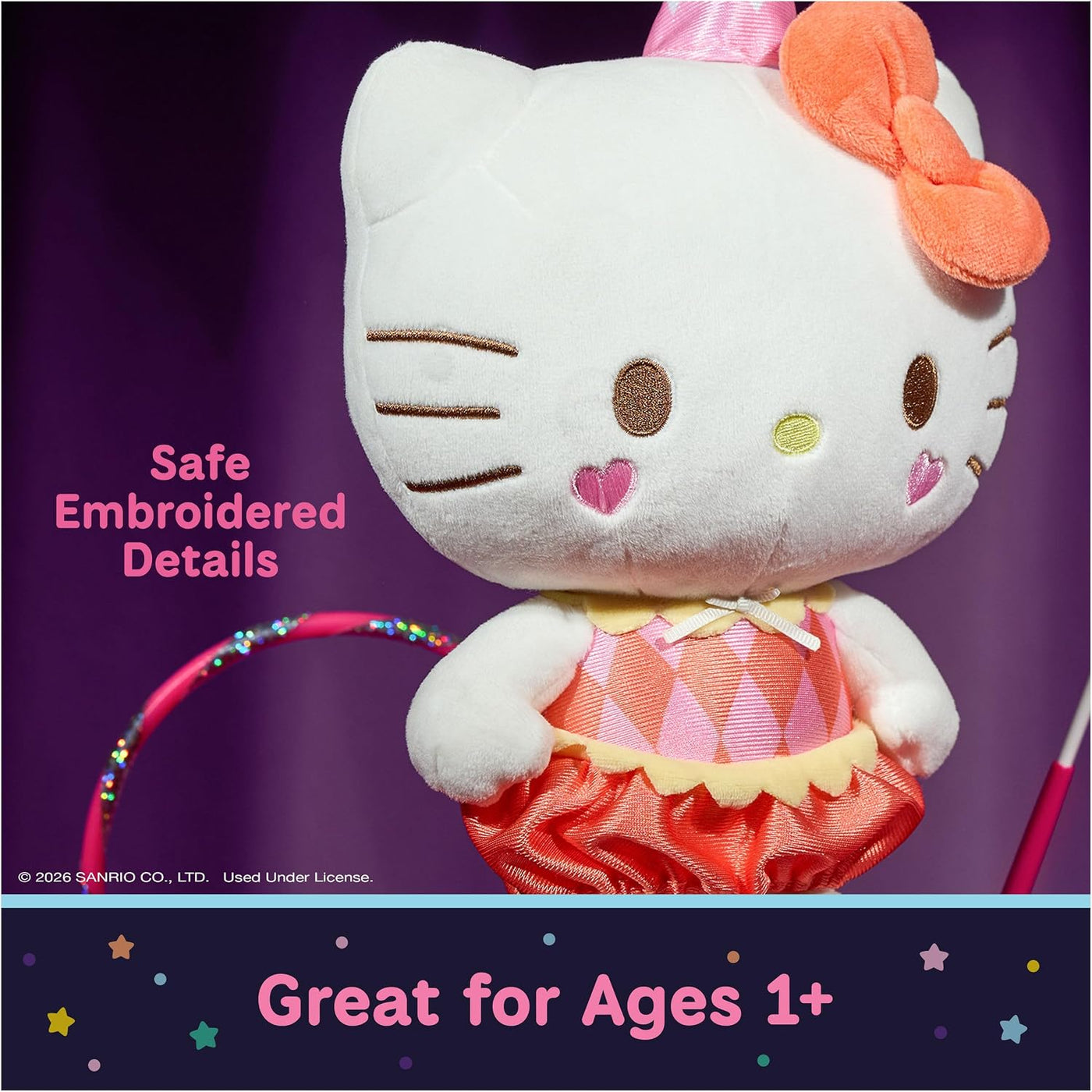 GUND Sanrio Hello Kitty Acrobat Juguete de peluche de circo de 9,5...