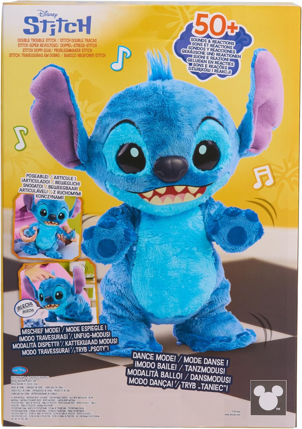 Peluche interactivo Disney Stitch Doble Problema | Más de 50 sonido...