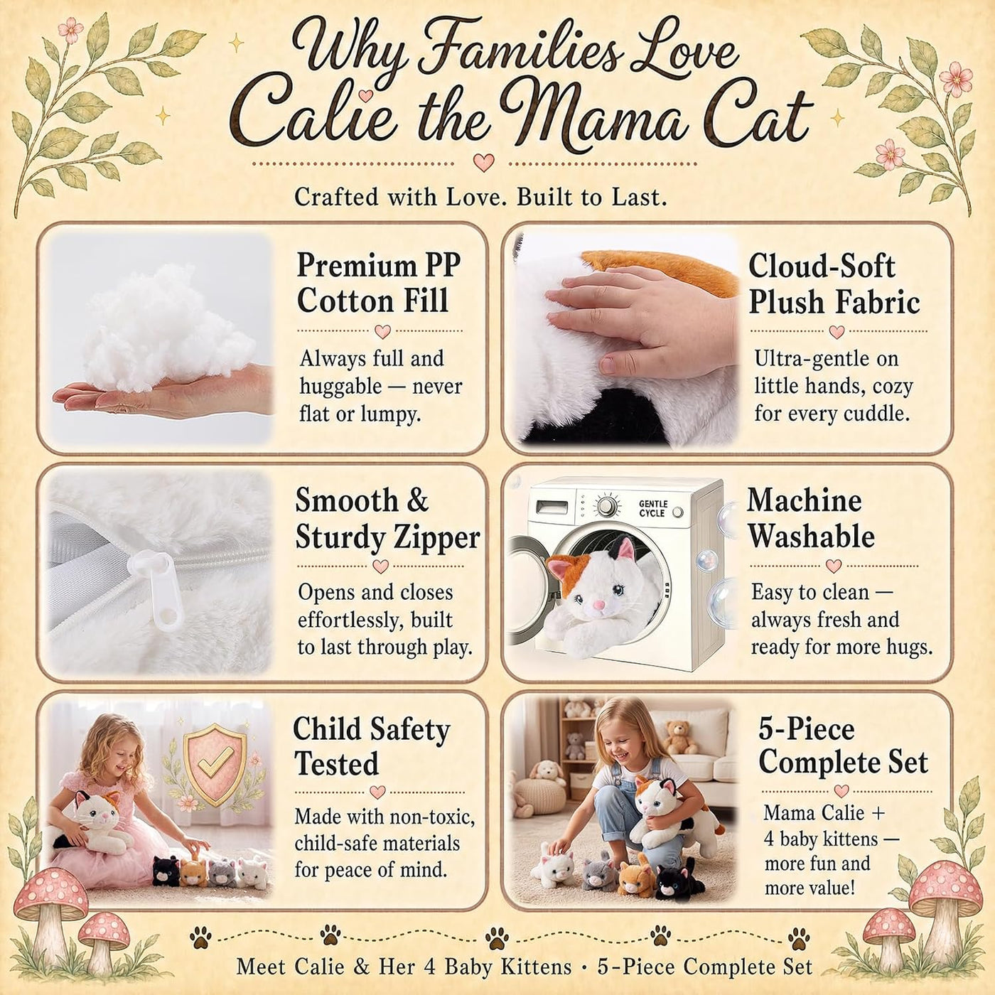 gnomantic 5 Piezas de Animales de Peluche de Gato con Bebés Dentro...