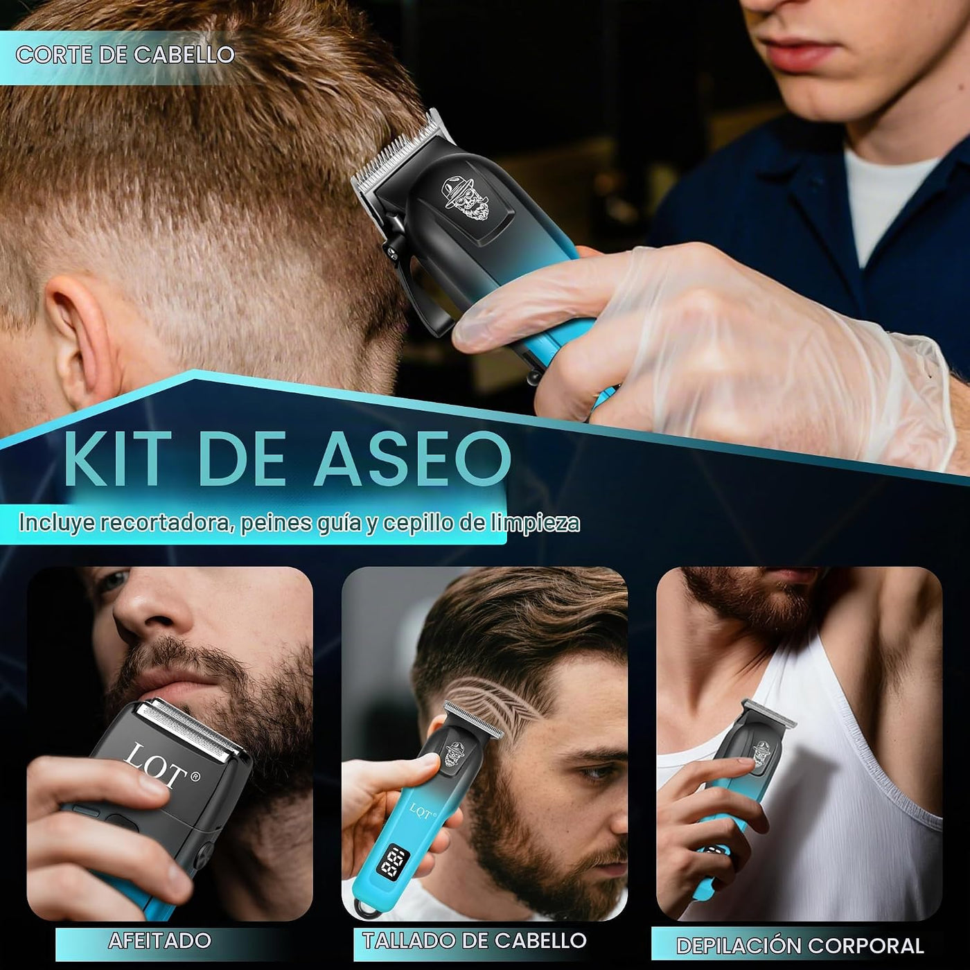 LQT Cortadora de pelo profesional para hombres, cortadora de peluqu...