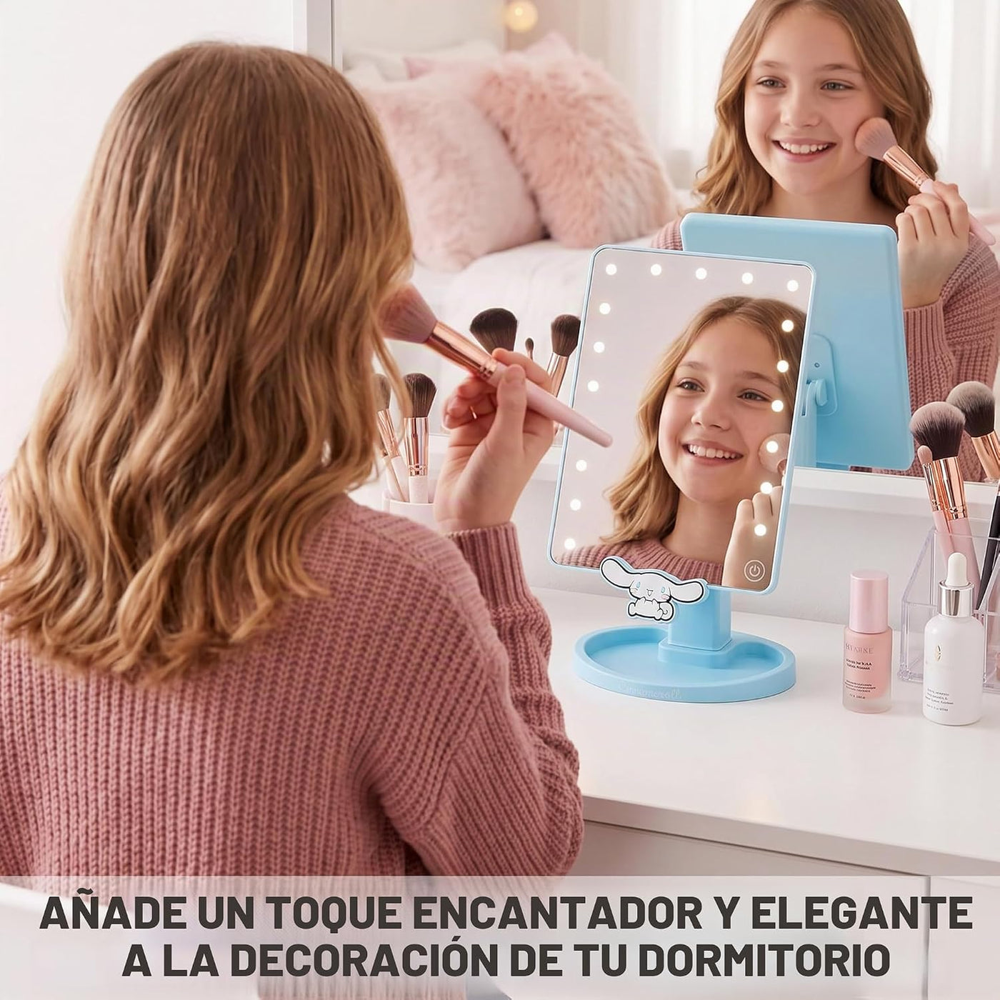 Get Trend Hello Kitty Cinnamoroll - Espejo de maquillaje para niñas...