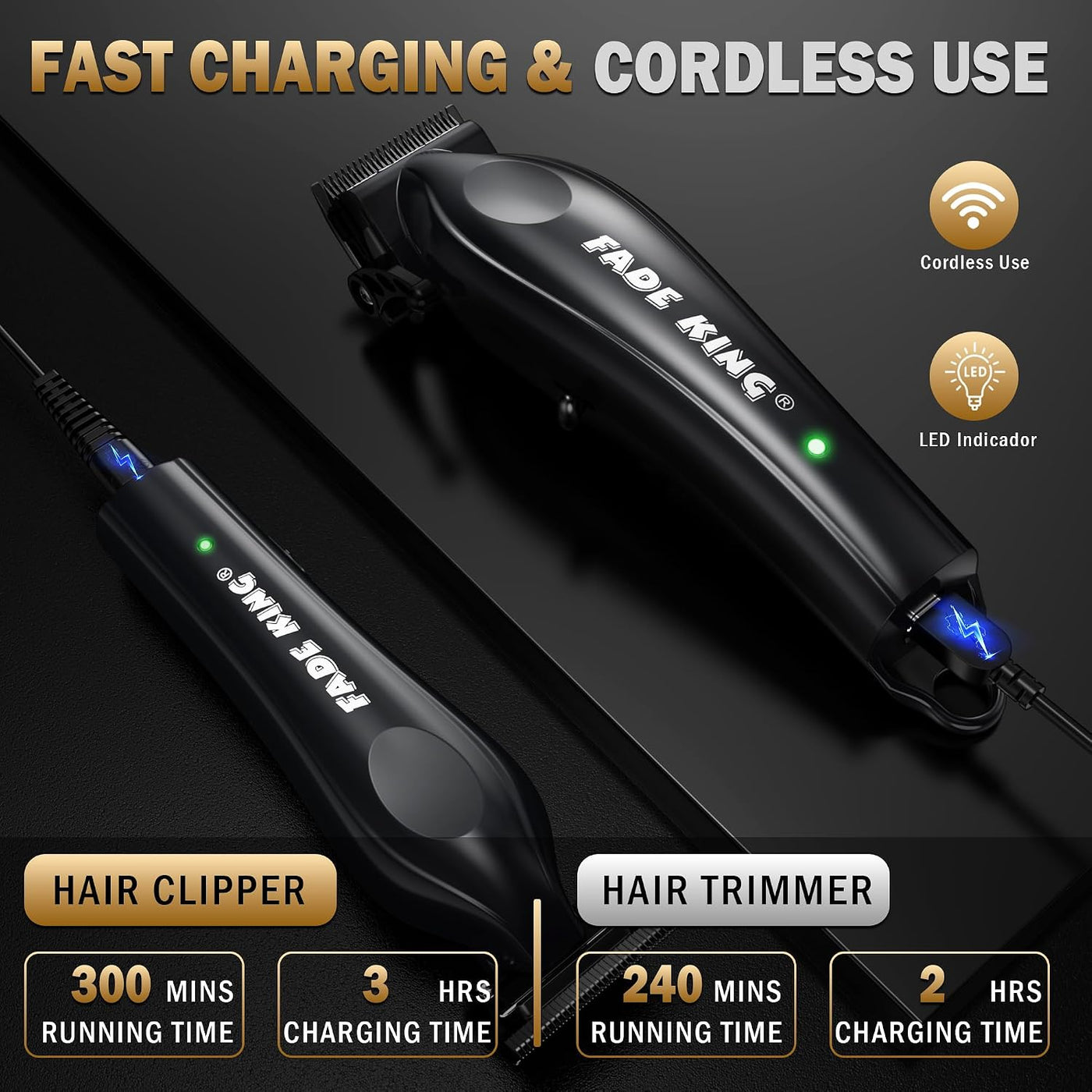 FADEKING® Cortadora de pelo profesional y recortadora de barba para...