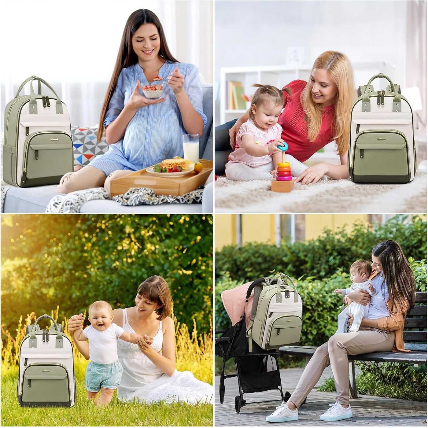LOVEVOOK Mochila para pañales, bolsa de bebé con cambiador, mochila...