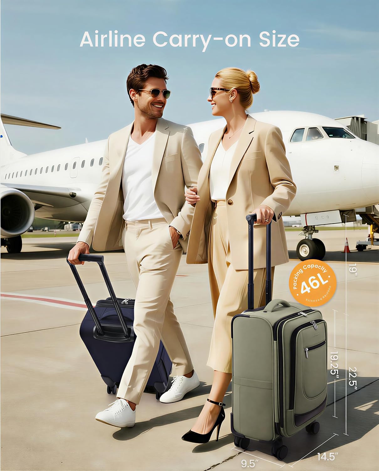 LOVEVOOK - Maleta de mano aprobada por aerolíneas, 22.5 pulgadas |...