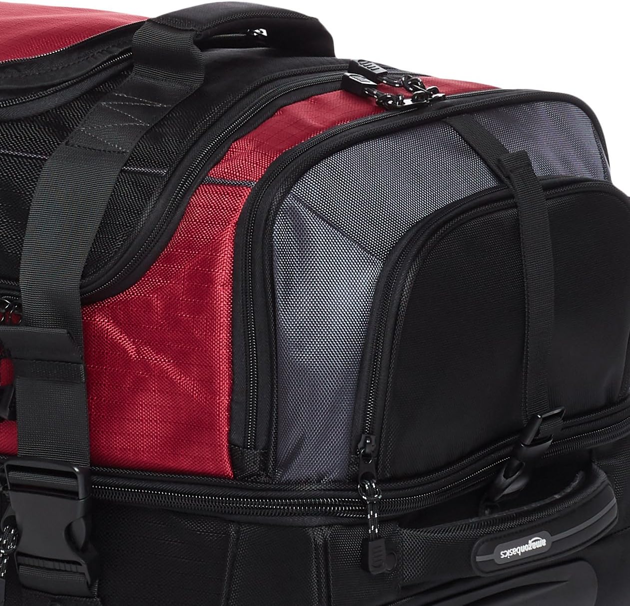 Amazon Basics Bolsa de lona con ruedas Ripstop, Rojo -, Bolsa de lona