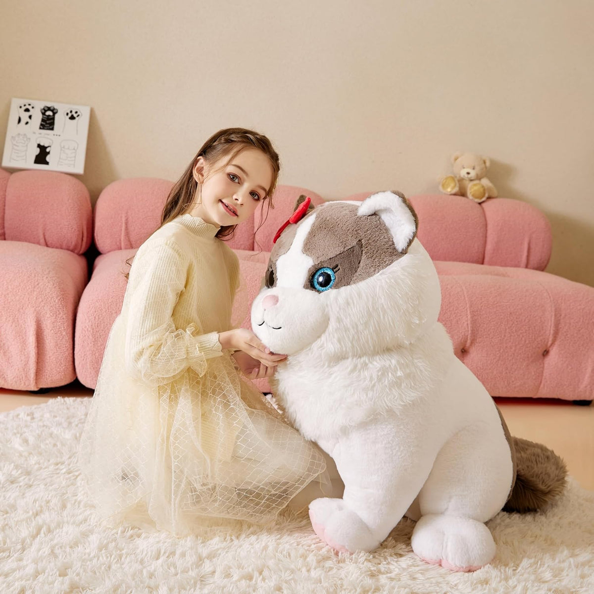 Tumyay Ragdoll gigante de peluche de gato suave, juguetes grandes J...