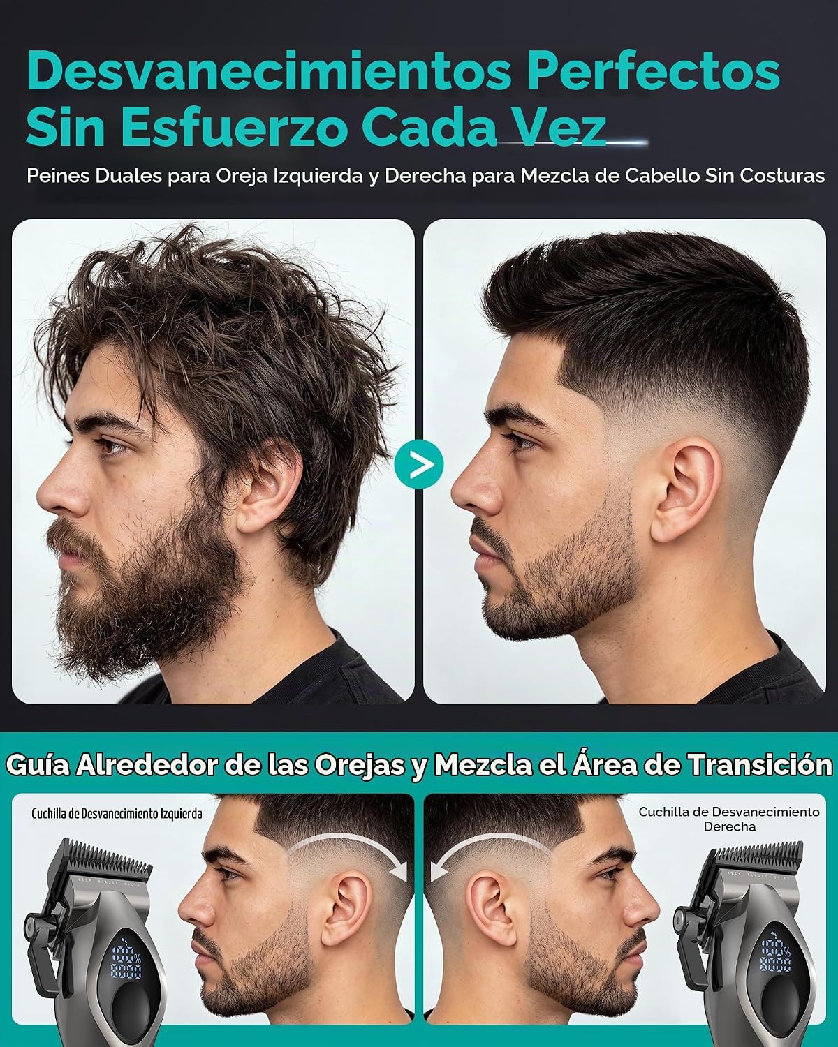 VGRPRO Cortapelos para hombres, juego de cortapelos y recortador pr...
