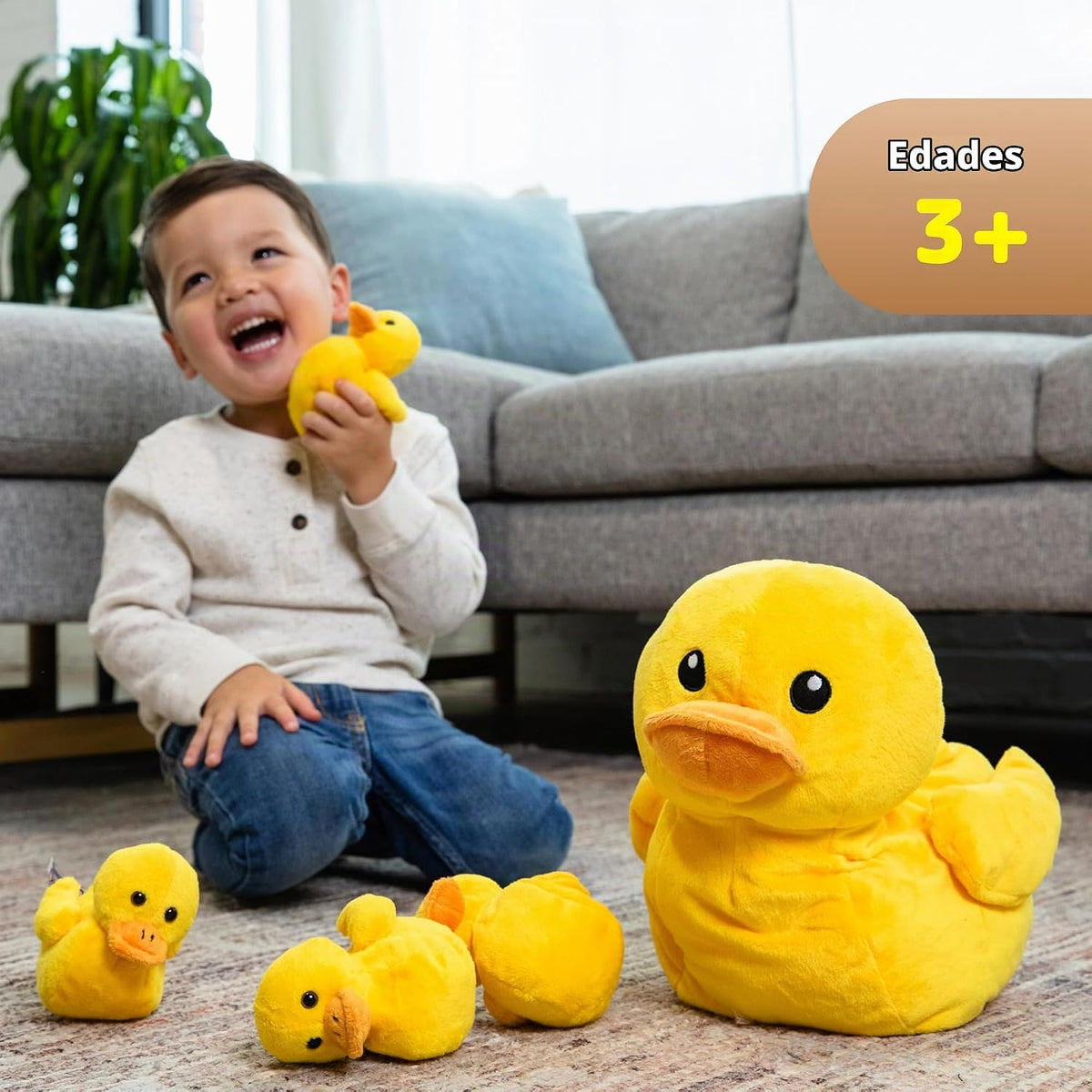 PREXTEX Juguetes de peluche con 5 patos de peluche para bebé, crema...