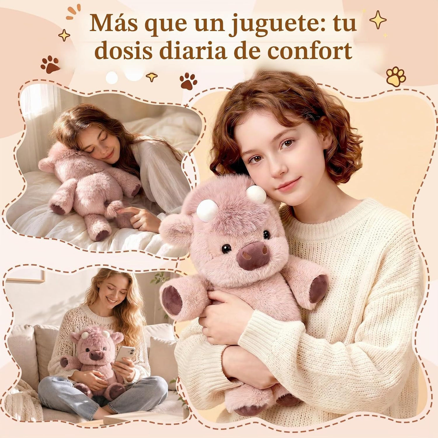 Peluches para correr, animal de peluche de vaca de las tierras alta...