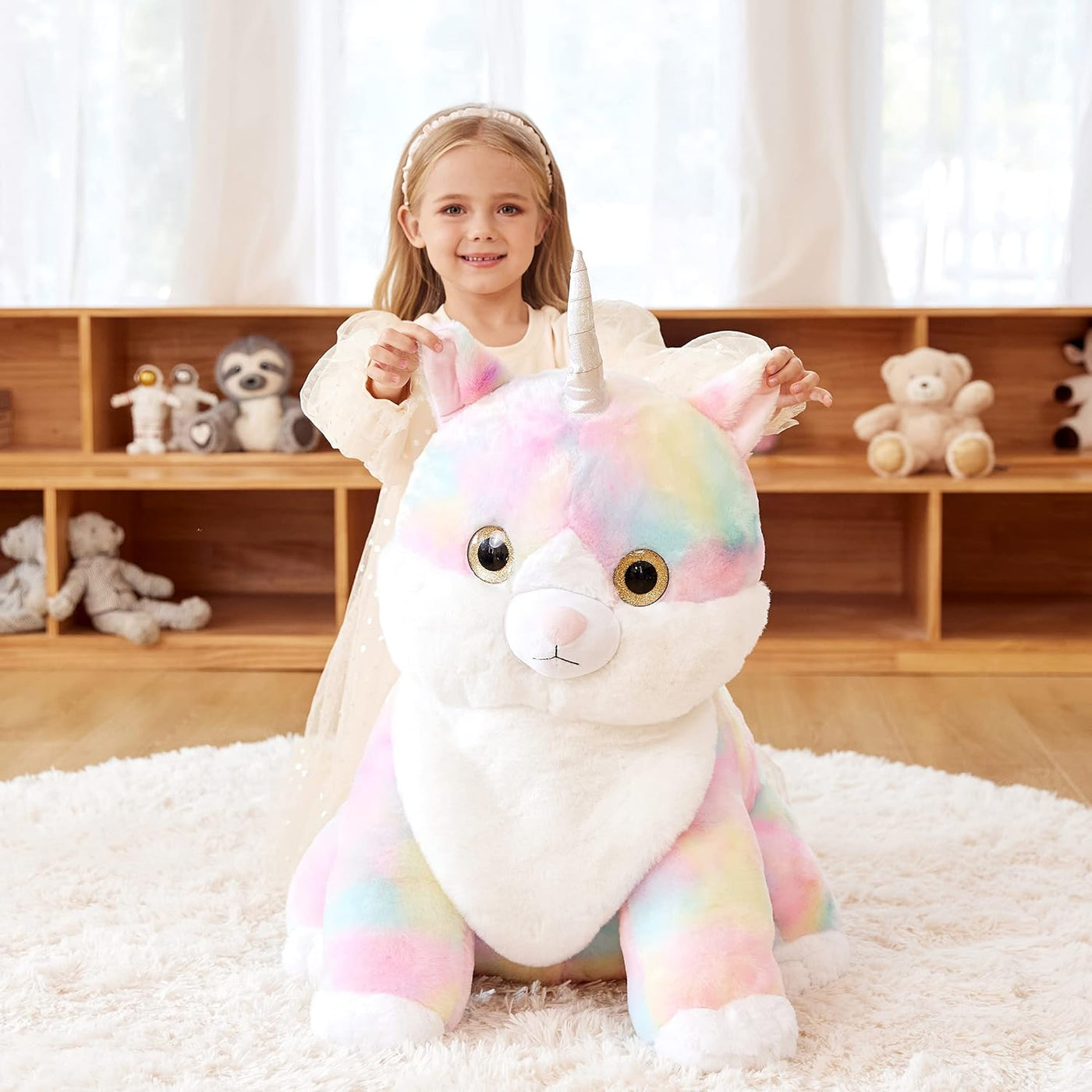 EARTHSOUND Juguete de Peluche de Animal Relleno Caticornio Gato Uni...