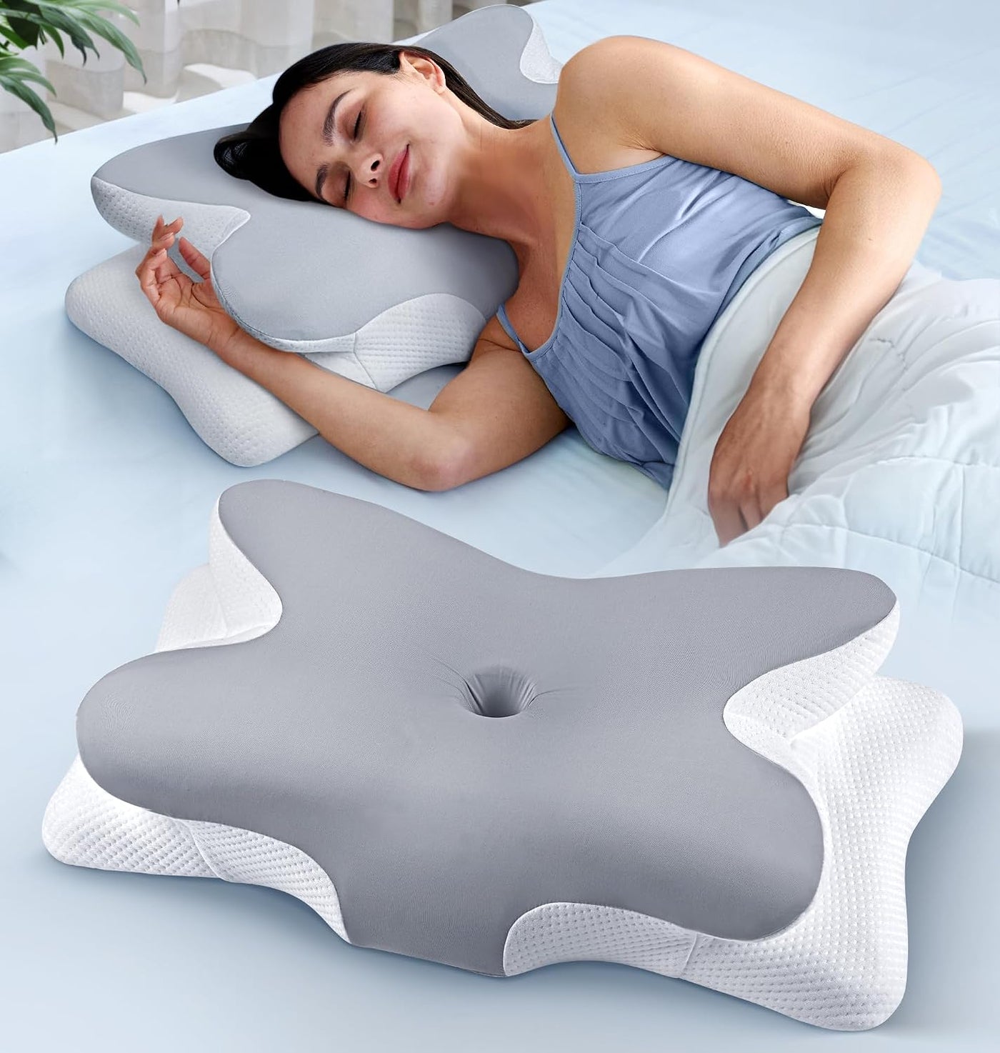 Almohada cervical eficaz para el alivio del dolor para dormir, almo...