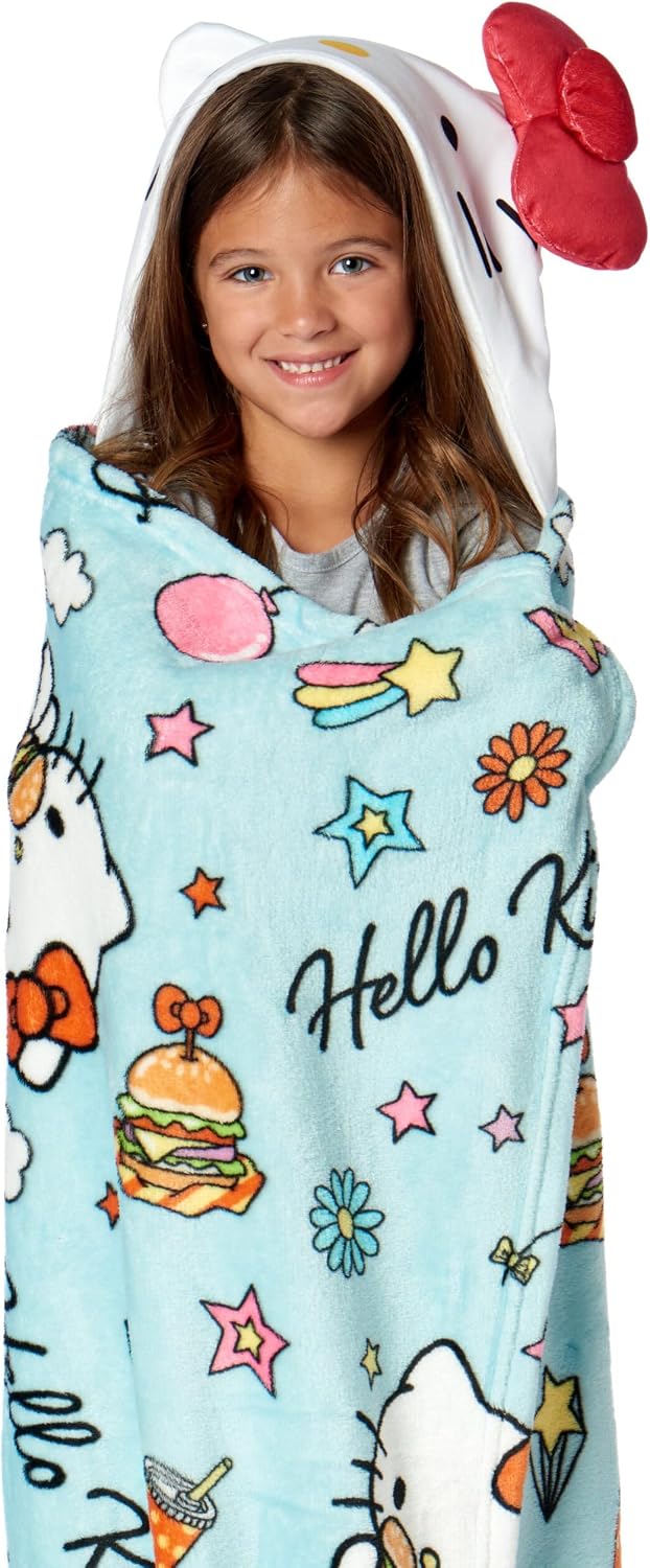 Northwest Sanrio Manta Hello Kitty, Manta con Capucha Usable, Capuc...