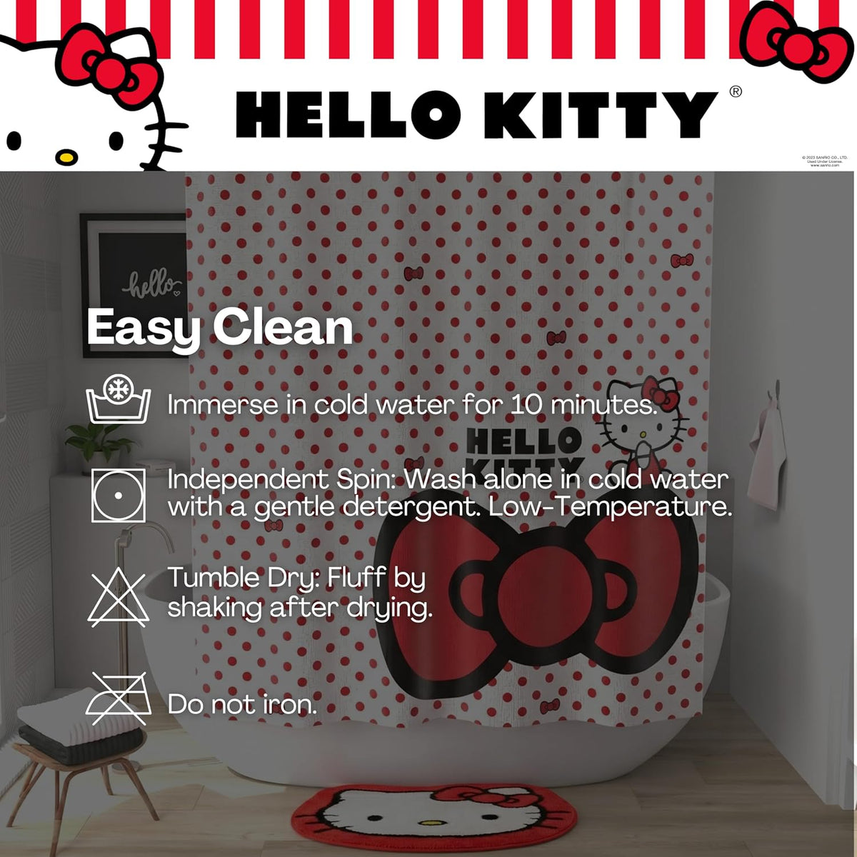 Hello Kitty - Alfombra de baño de felpa de punto de poliéster antid...