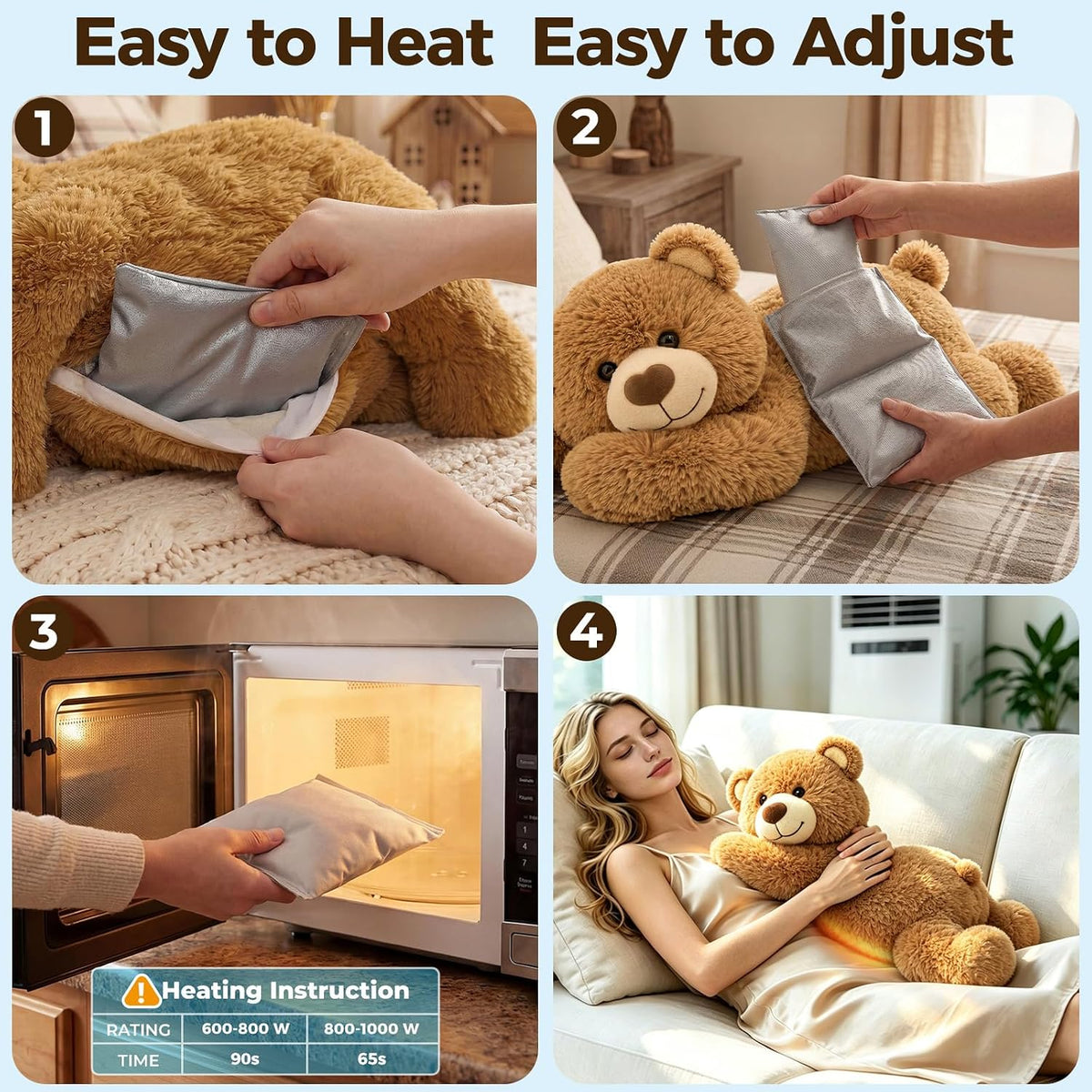 Mewaii Peluche de oso de peluche con peso, calentable, refrigerable...