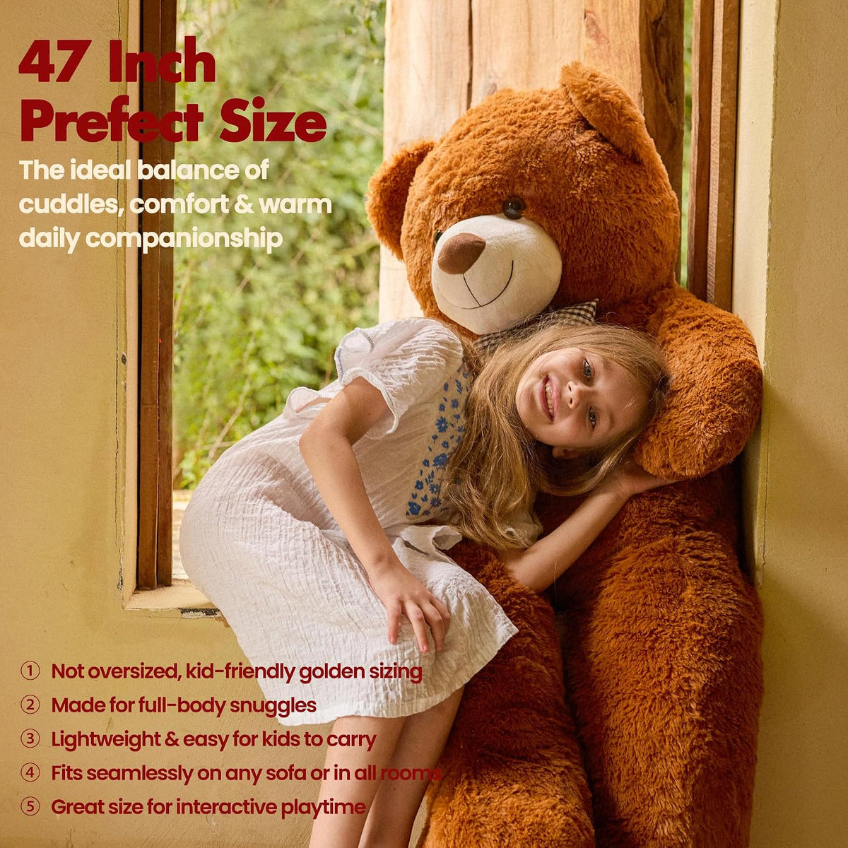 Oso de peluche gigante grande de 47 pulgadas, animales de peluche,...