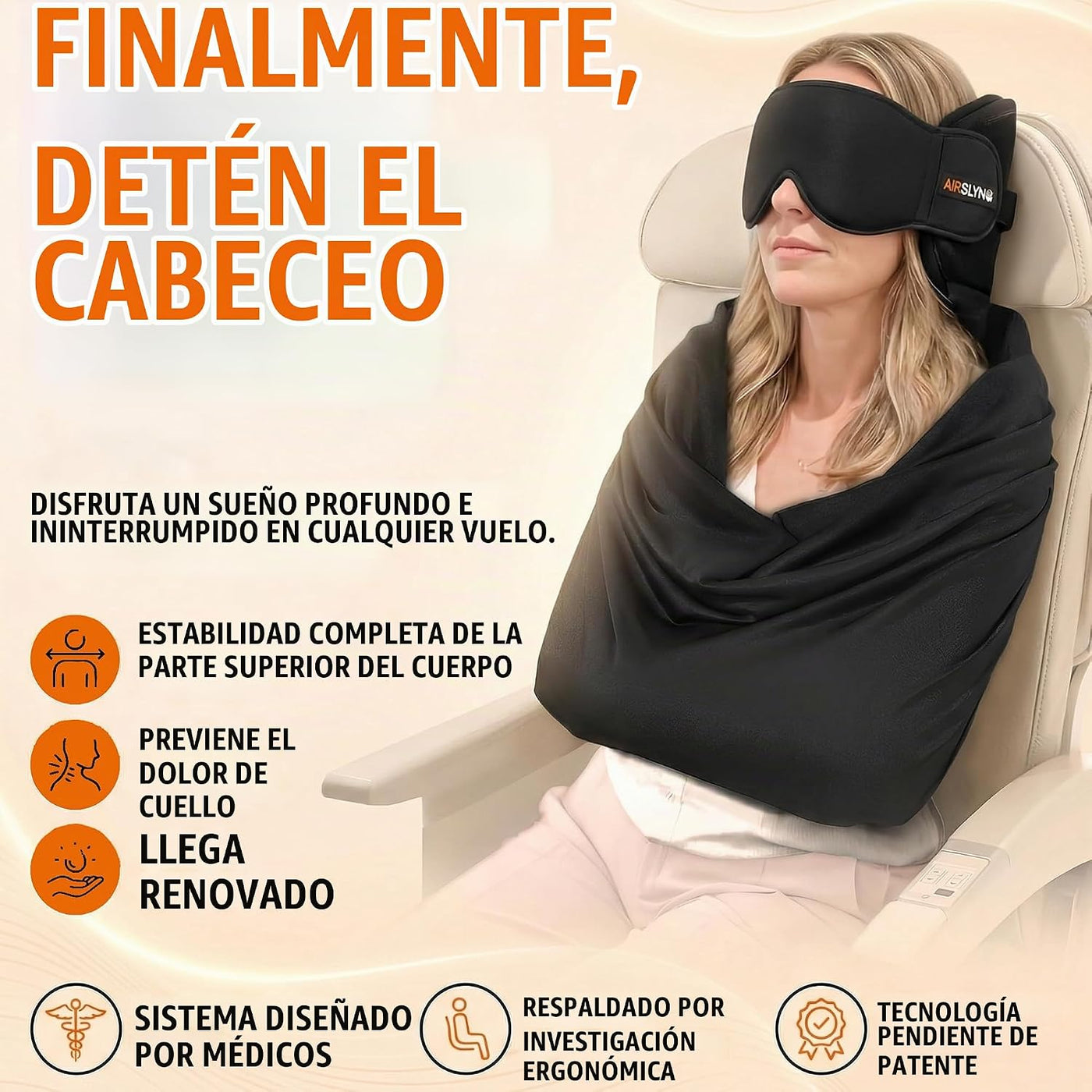 Sistema de apoyo para dormir de avión 3 en 1, paquete de 2 accesori...