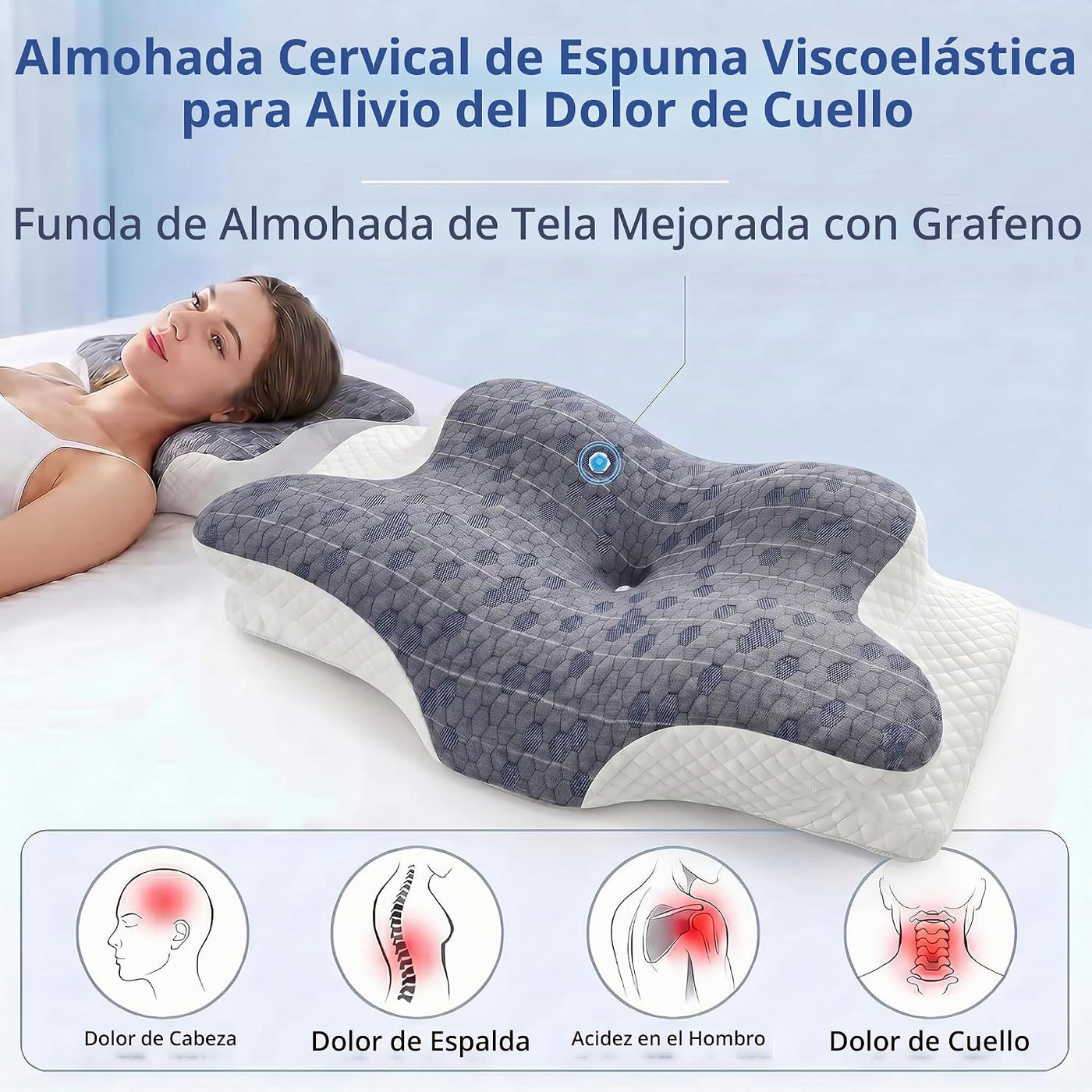 CHANCEE Almohada cervical para aliviar el dolor de cuello, almohada...