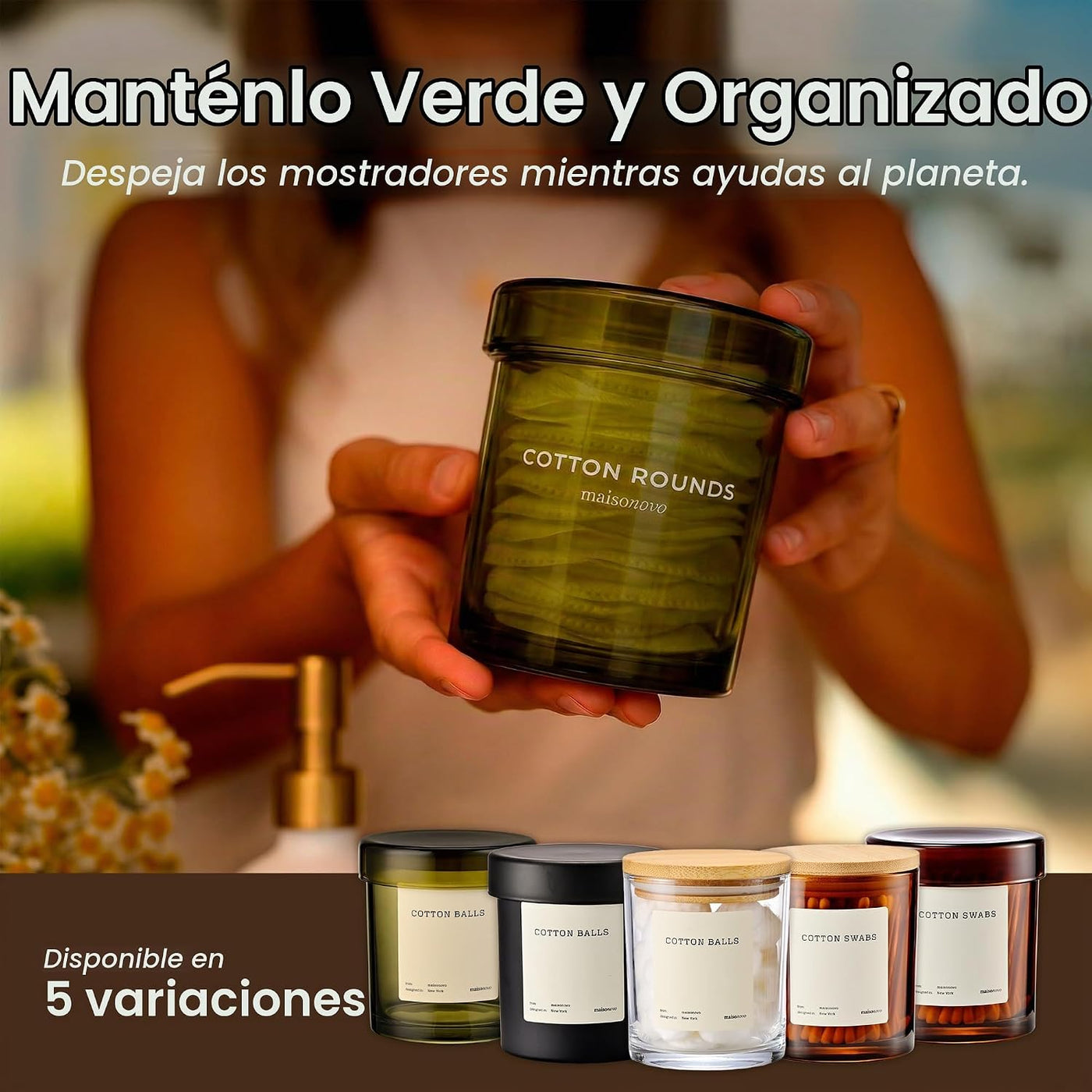 MaisoNovo Recipientes de vidrio para baño con tapas (hermético), so...
