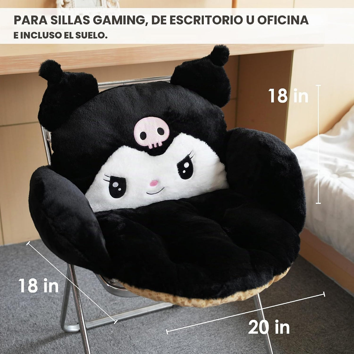 Juju - Cojín Kawaii negro \u2013 Decoración de habitación Kawaii \u...