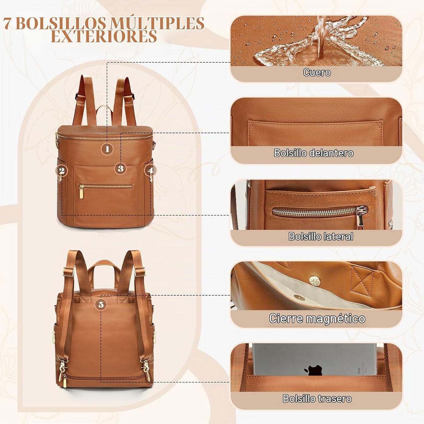 Miss Fong - Pañalera de cuero con cambiador, tipo mochila, bolsa or...