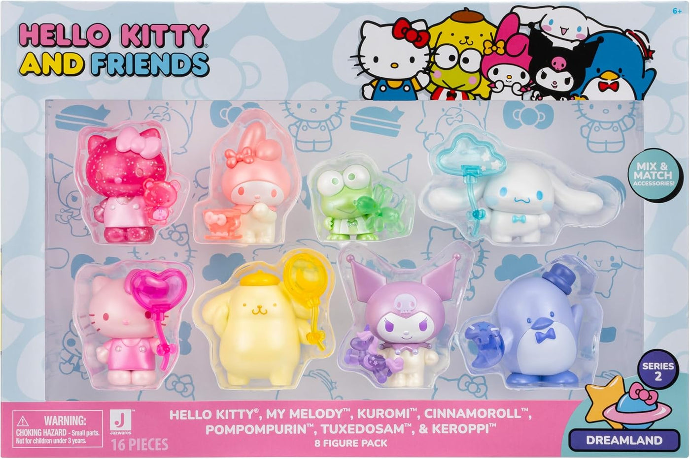 Jazwares Hello Kitty and Friends Dreamland - Paquete de 8 con acces...