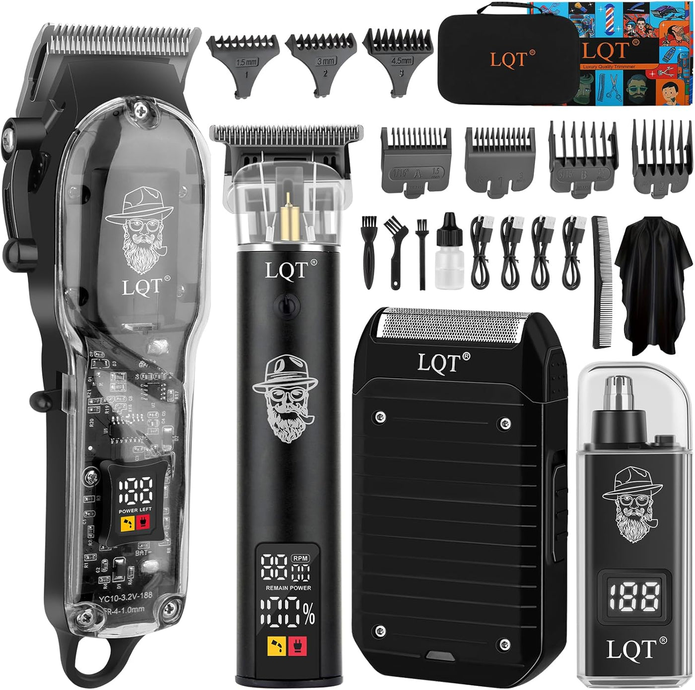 LQT Kit de peluquero profesional para hombres, cortadora de pelo in...