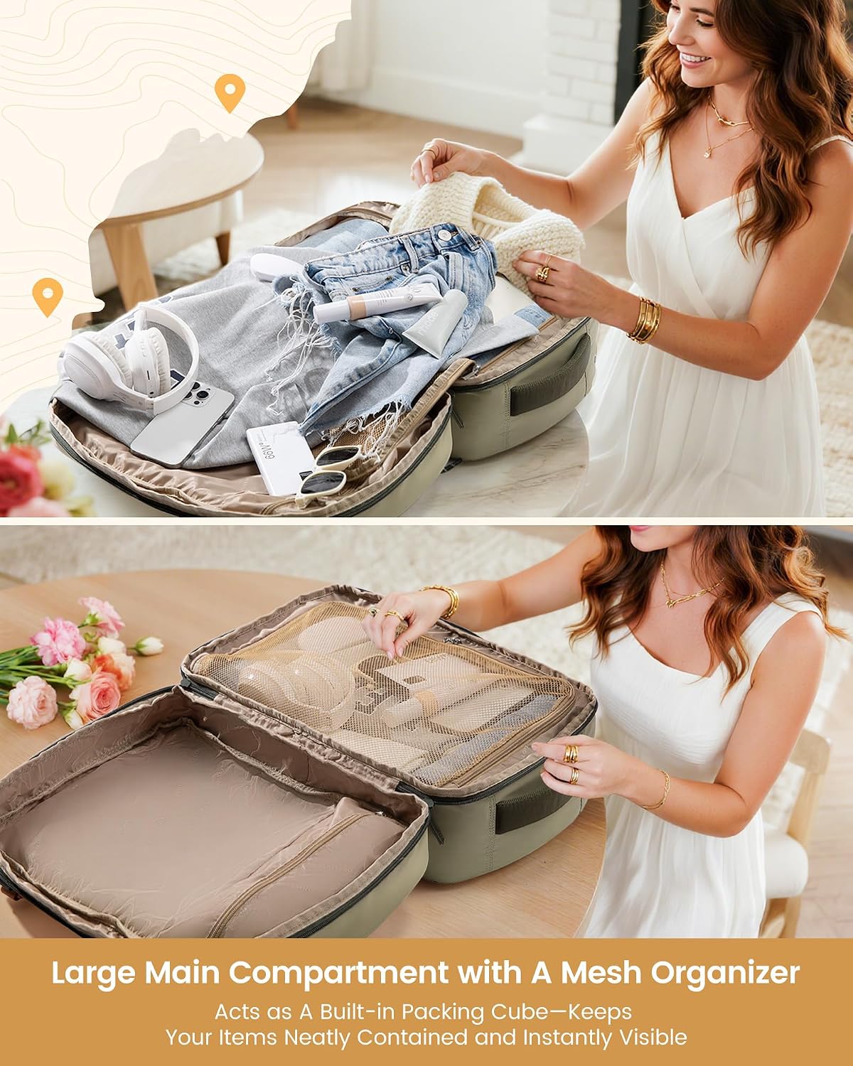 LOVEVOOK Mochila de viaje de 40L para mujeres y hombres, equipaje d...