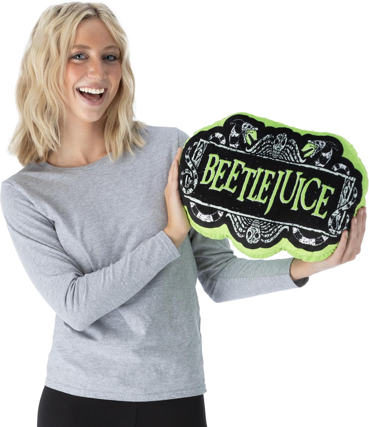 Warner Bros Beetlejuice - Almohada de nube de Halloween de 11 pulga...
