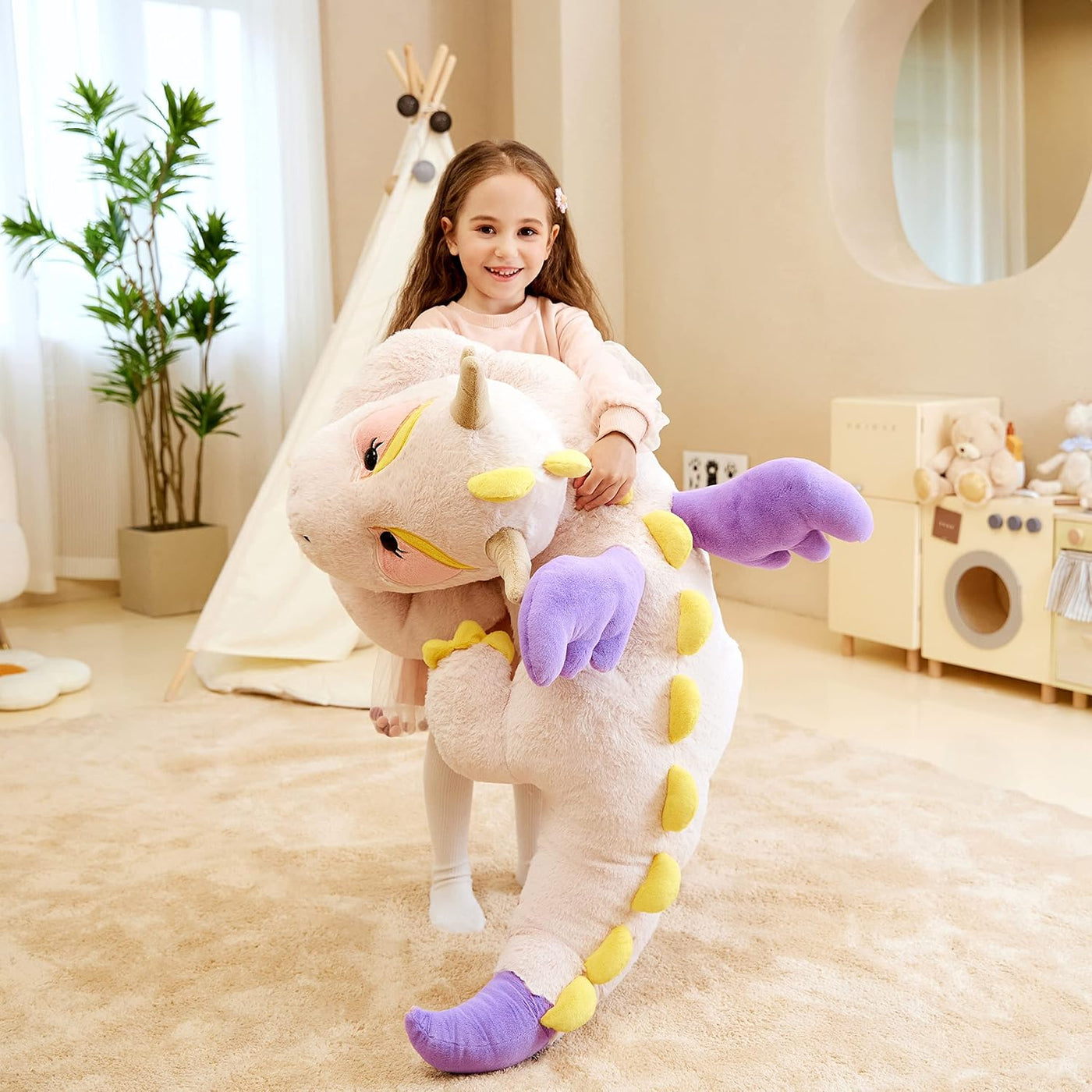 IKASA Juguete de Peluche de Animal de Dragón Gigante, Dinosaurio Gr...