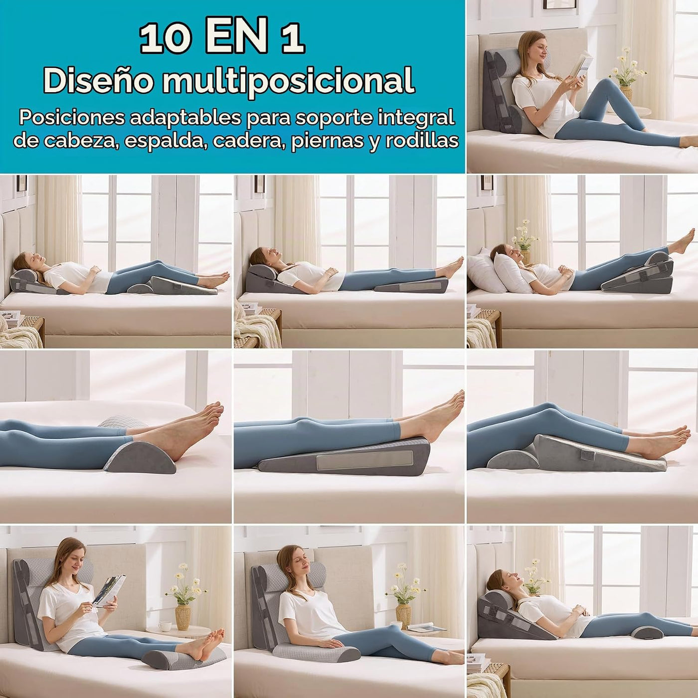 WGAKCED Juego de 4 almohadas de cuña para después de la cirugía, al...