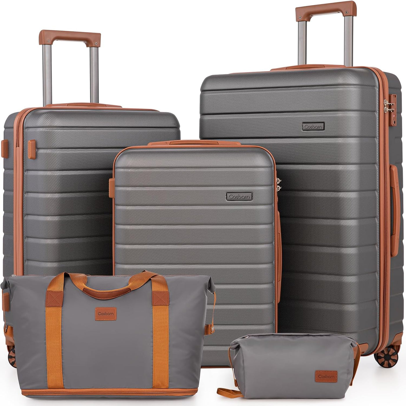Cosbarn Sets de Equipaje de 5 Piezas Maletas con Ruedas, Gris, Moda...