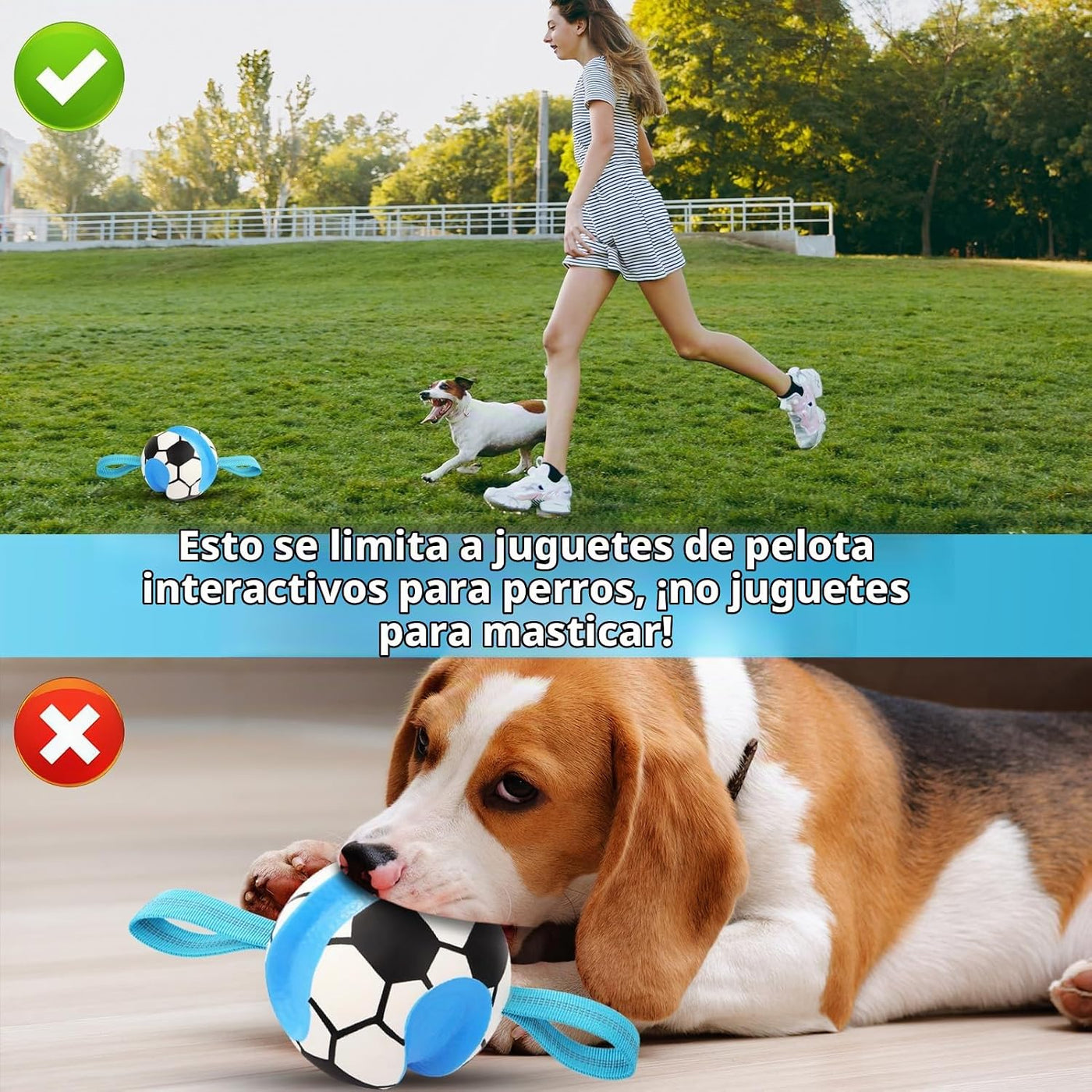 Eneston Pelotas de juguetes para perros, pelota de fútbol interacti...