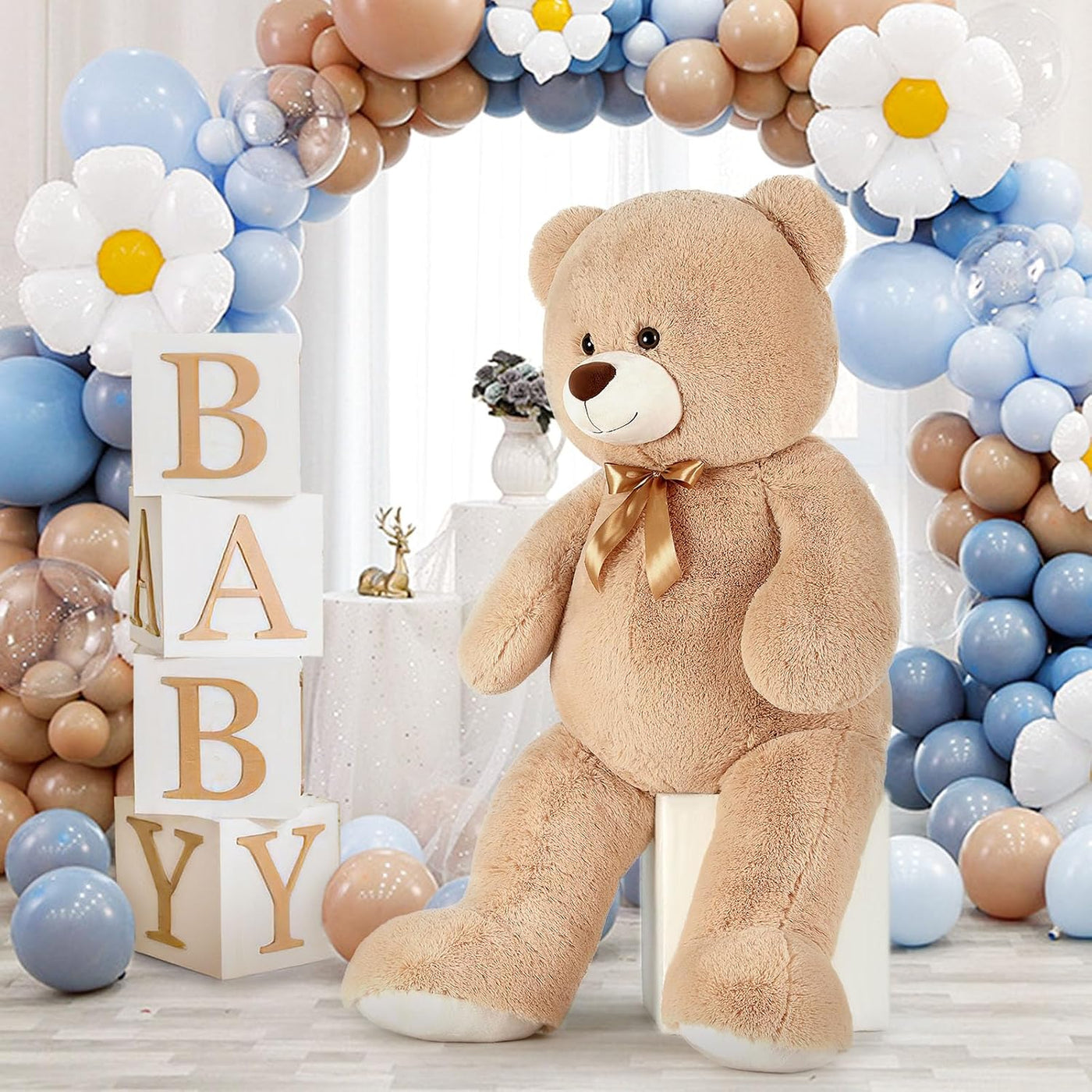 MaoGoLan Oso de peluche gigante de 4 pies de crema, oso de peluche...