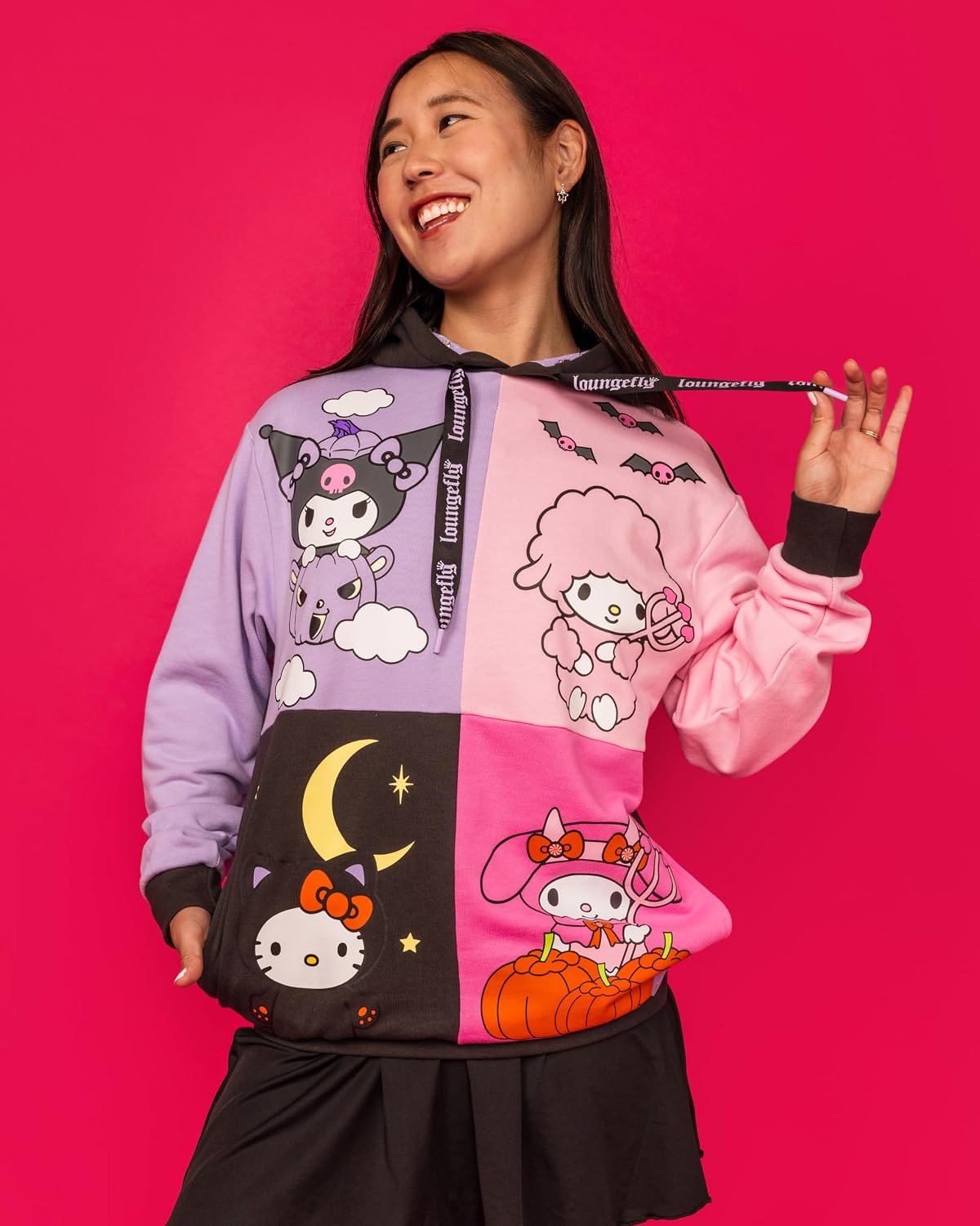 Loungefly SUDADERA CON CAPUCHA LF SANRIO KUROMI Y MY MELODI HALLOWEEN