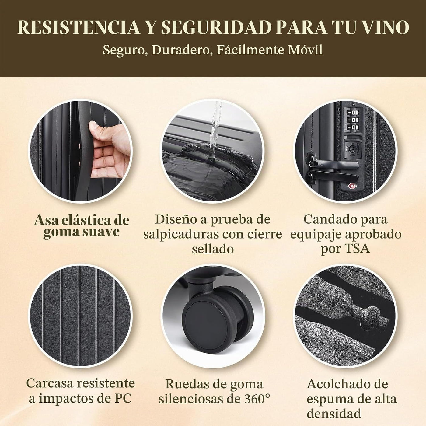 CNZLYZOY Wine Luggage - Maleta de vino aprobada por aerolíneas de 6...