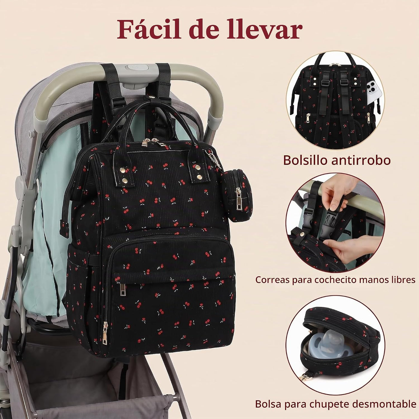 Lrenagao Mochila para pañales de bebé para mamá y papá, bolsa de pa...