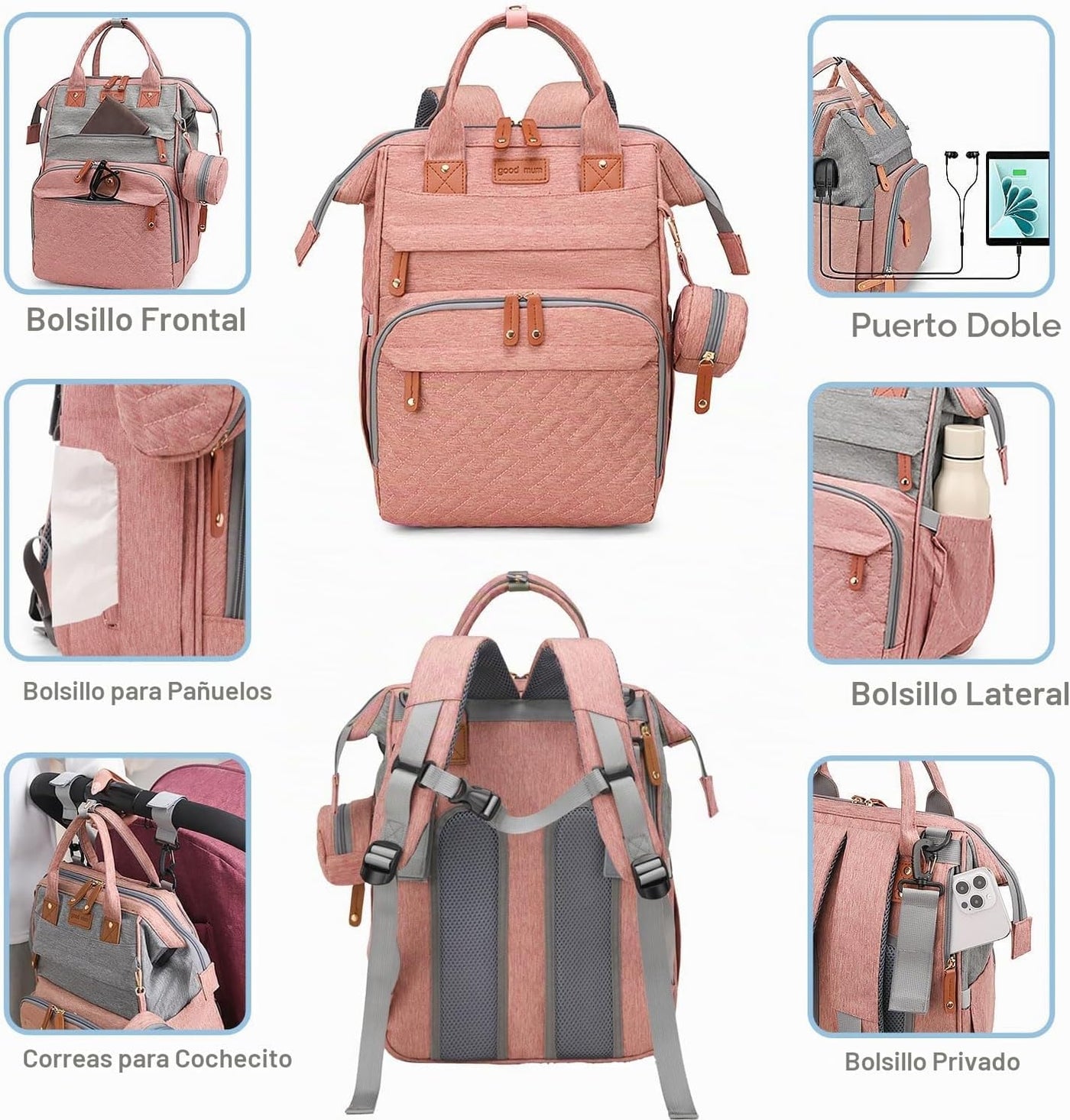 SHITIESHOU Mochila para pañales para mamá y papá, con cambiador, 19...