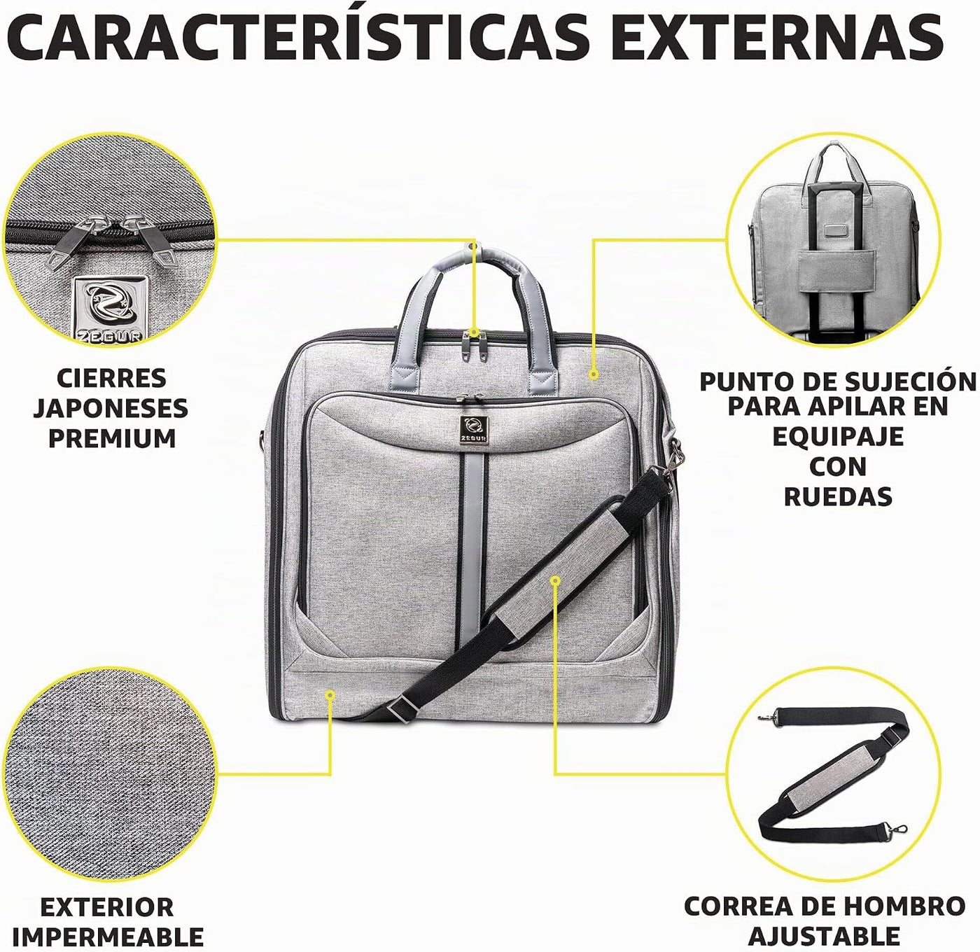 ZEGUR Bolsa de ropa de alta calidad para llevar - Cuelga 4 trajes -...