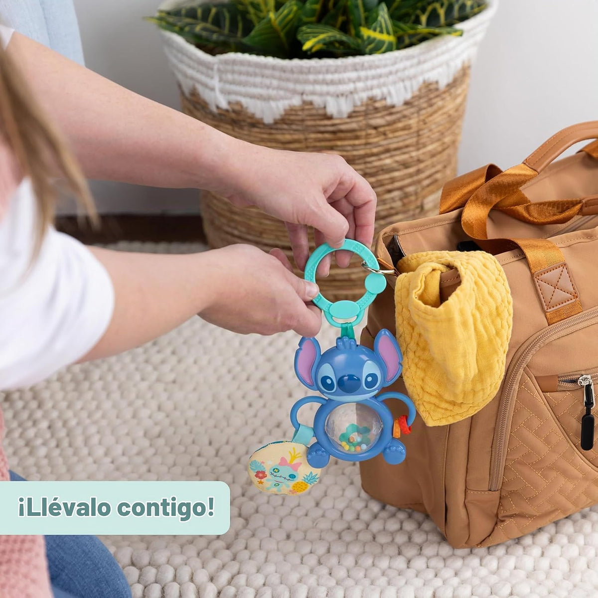 Bright Starts Disney Baby Stitch Tummy Tumble - Juguete giratorio p...