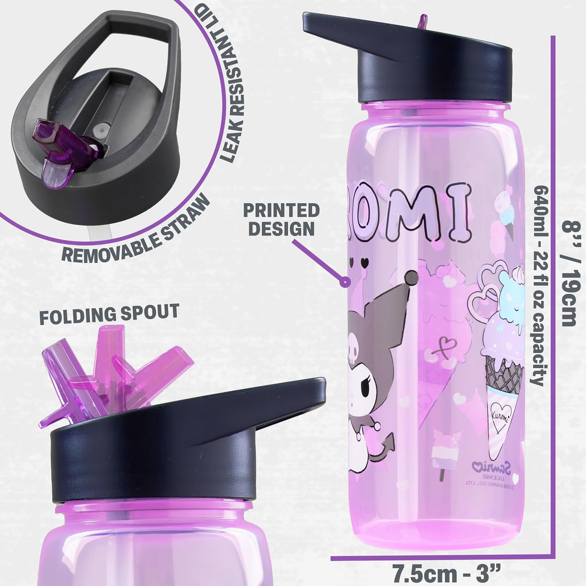 Get Trend Kuromi Girls Bolsa de almuerzo, caja Bento y botella de a...