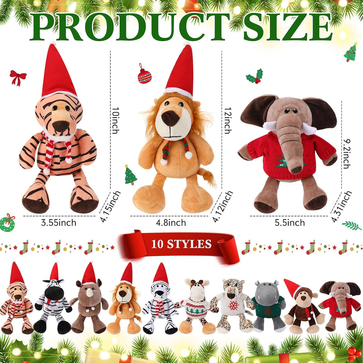 HyDren Juguetes de zoológico de peluche de animales de safari de 9...
